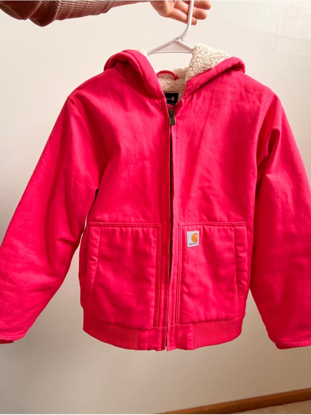 Carhartt Hot Pink Sherpa-Lined Hooded Work Jacket